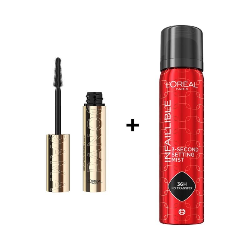 لوريال باريس مجموعة ماسكارا فوليوم ومثبت مكياج انفاليبل - قطعتين