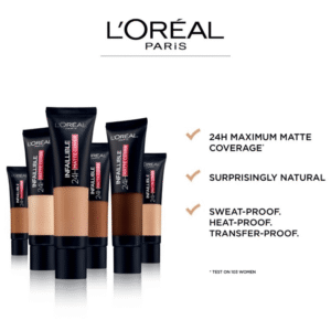 لوريال باريس كريم اساس فاونديشن مطفي انفاليبل بتغطية 24 ساعة