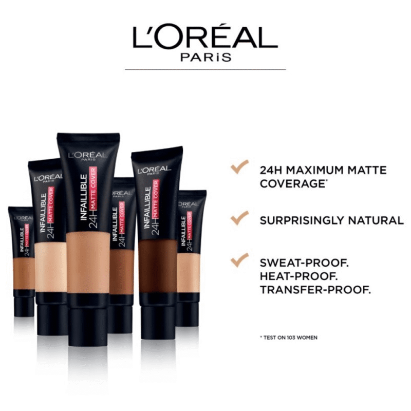 لوريال باريس كريم اساس فاونديشن مطفي انفاليبل بتغطية 24 ساعة