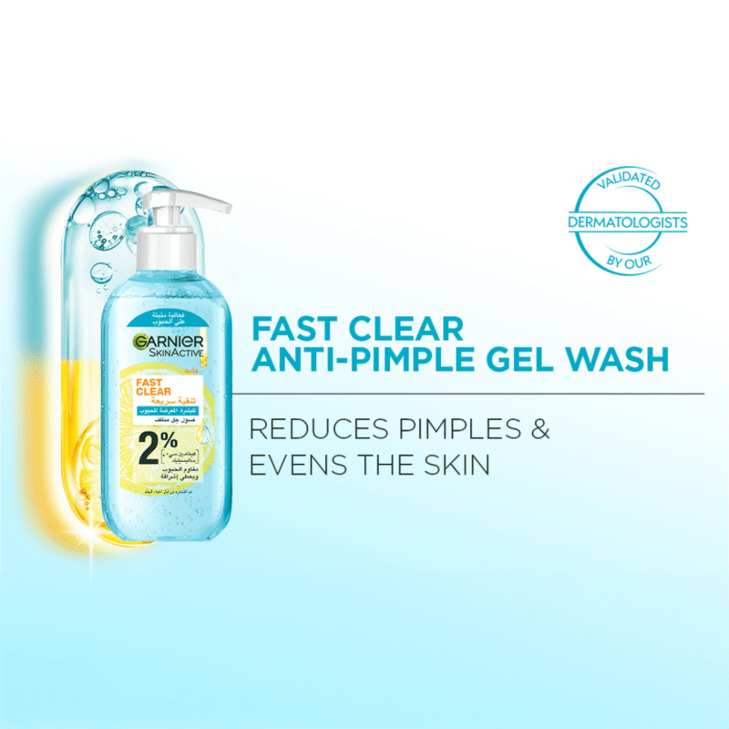 170 غارنييه سكين اكتيف غسول جل للتنظيف السريع بحمض الساليسيليك - 200 مل
