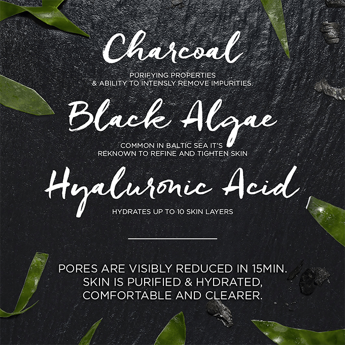 غارنييه قناع يرطب وينقي ويخفف مظهر المسامات بخلاصة الفحم النقي