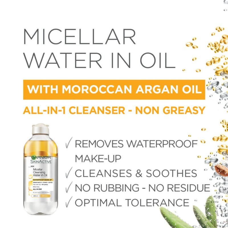 غارنييه ماء ميسيلار منظف غني بالزيت لإزالة المكياج - 400 مل