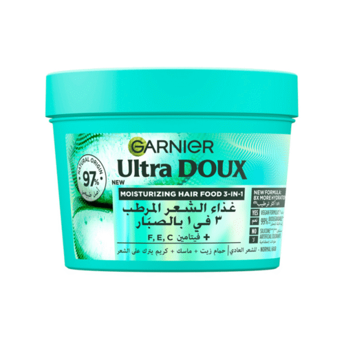 غارنييه ألترا دو قناع الشعر المغذي 3 في 1 بالصبار لترطيب الشعر - 390 مل